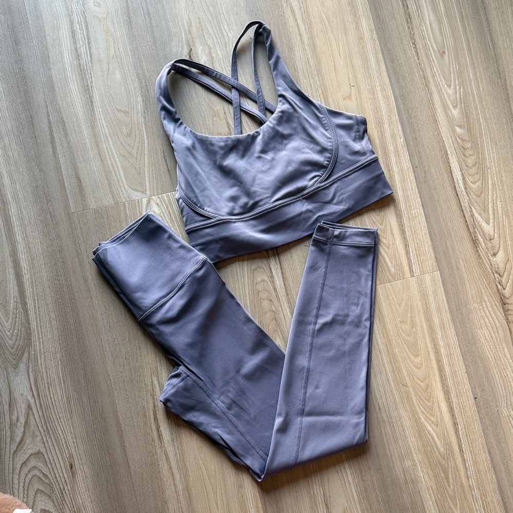 Women's Purple Leggings and Sports Bra Set